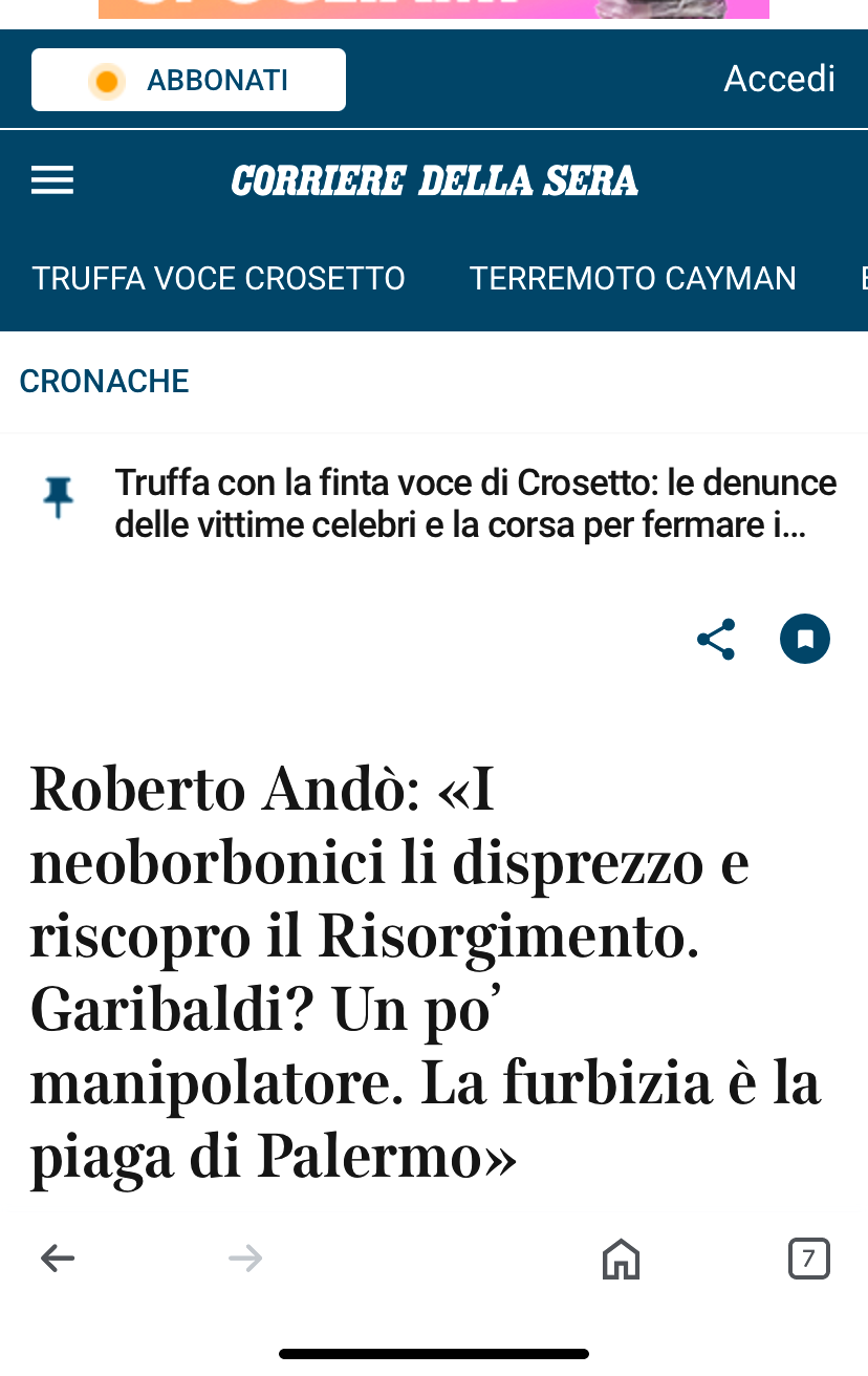 Il regista Andò, il neo apologeta garibaldino, dichiara: “Disprezzo i neo borbonici”